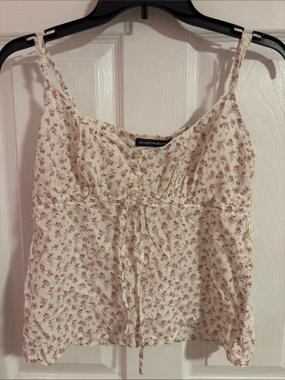 Brandy Melville Cream Cami with Dusty Pink Floral Print